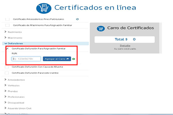 certificado de defunción requisitos