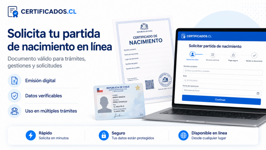 Certificado de nacimiento para todo trámite en Chile