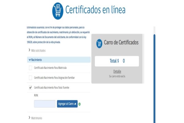 certificado de nacimiento online