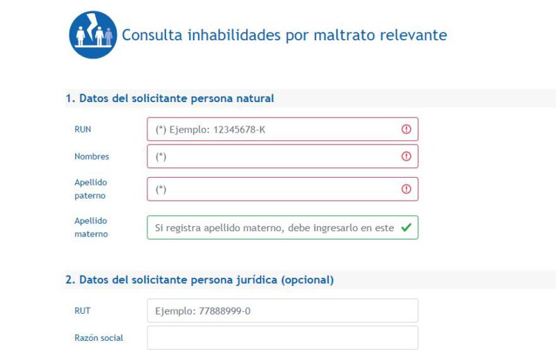 Consulta inhabilidades maltrato relevante
