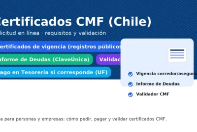 Certificados CMF en Chile: certificados de vigencia, Informe de Deudas (ClaveÚnica) y validación por código/QR