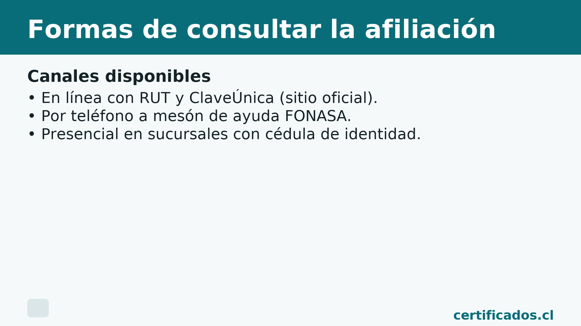 Canales para consultar afiliación a FONASA: en línea, telefónico y presencial