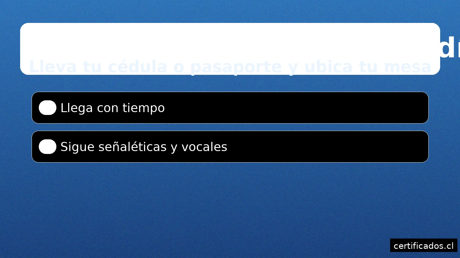 Recomendaciones para el día de la elección: llevar cédula, ubicar mesa y seguir indicaciones