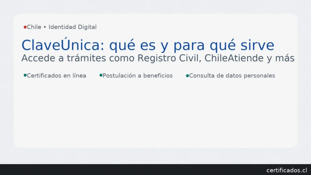 ClaveÚnica: qué es y para qué sirve — acceso a Registro Civil, ChileAtiende y certificados en línea — certificados.cl