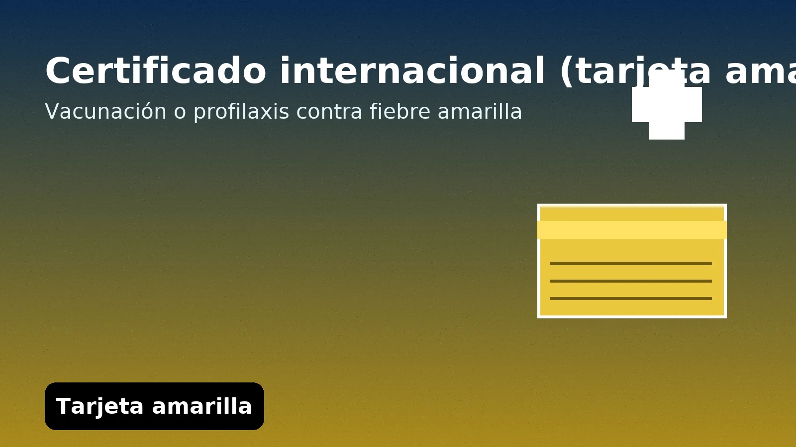 Certificado internacional de vacunación (tarjeta amarilla) para fiebre amarilla — uso en viajes y profilaxis.