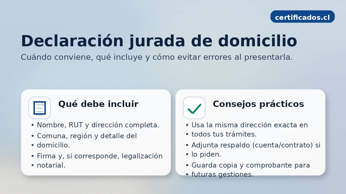 Declaración jurada de domicilio en Chile: qué incluye y cómo presentarla correctamente