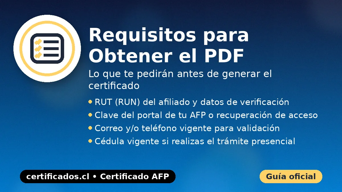 Requisitos para obtener el certificado de afiliación AFP: RUT, clave y validación de datos