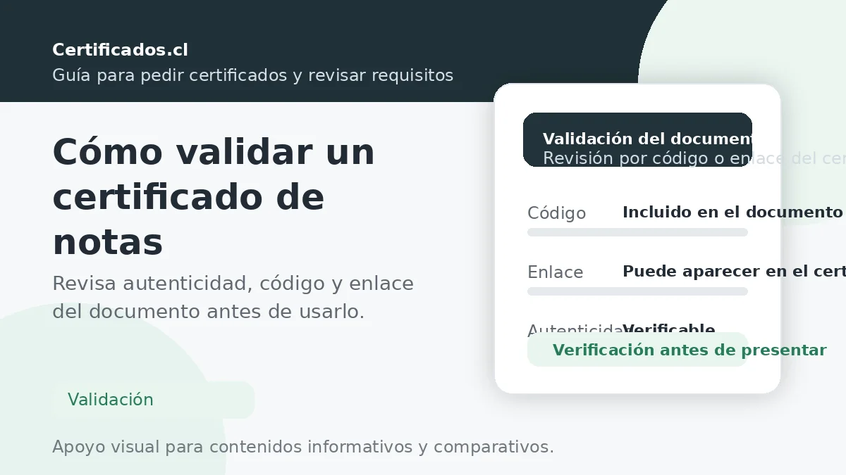 Cómo validar un certificado de notas en Chile revisando autenticidad, código o enlace del documento