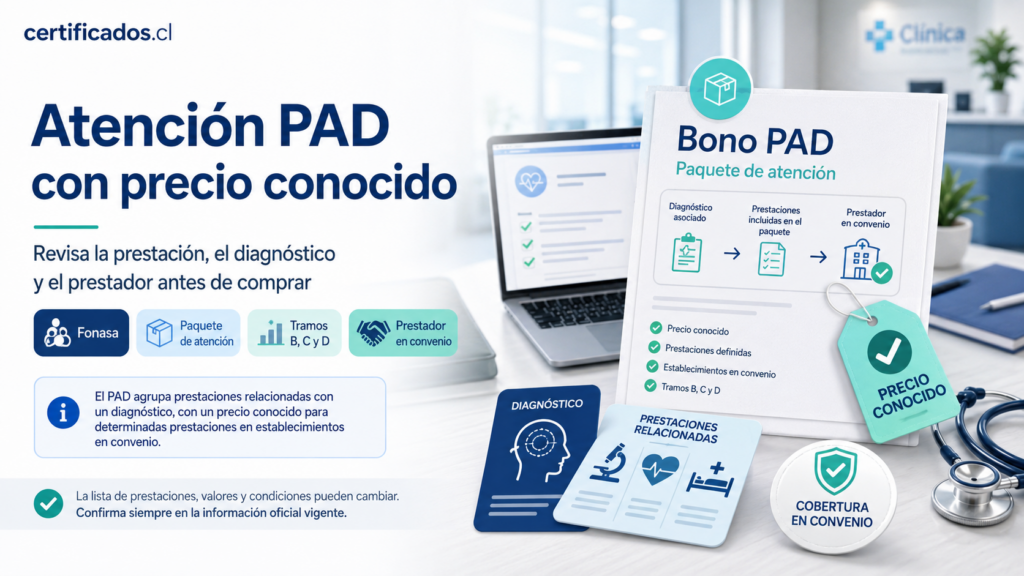 Bono PAD de Fonasa con precio conocido