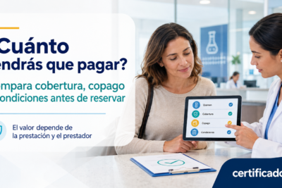 Paciente revisando cobertura, copago y condiciones de un examen médico