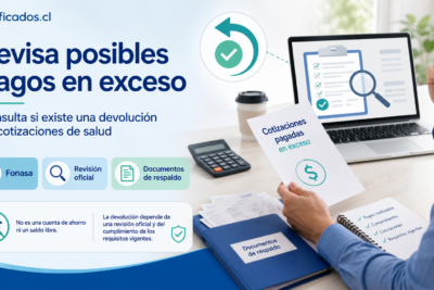 Persona revisando posibles pagos en exceso y una devolución de cotizaciones de salud en Fonasa