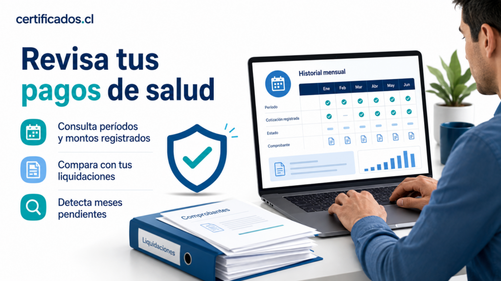 Revisión de pagos de salud y períodos mensuales registrados en Fonasa