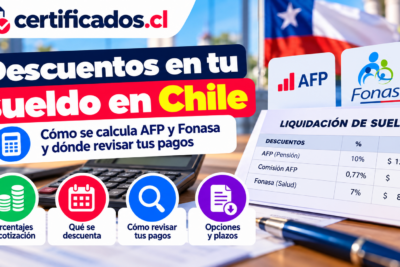 Guía visual sobre descuentos de AFP y Fonasa en Chile, porcentajes de cotización y revisión de pagos.