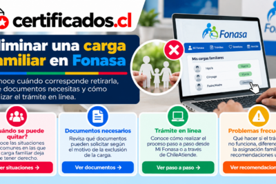 Guía visual para retirar una carga familiar de Fonasa y realizar el trámite en línea
