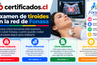 Ecografía de tiroides para afiliados de Fonasa, con información sobre cobertura, valores, preparación y realización del examen en Chile.