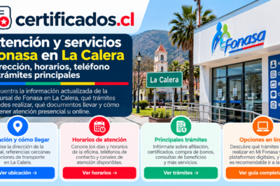 Atención de Fonasa en La Calera con información sobre ubicación, horarios, trámites, teléfono y opciones de atención en línea.