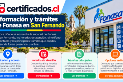 Información de Fonasa en San Fernando sobre ubicación, horarios de atención, trámites, teléfono y servicios disponibles en línea.