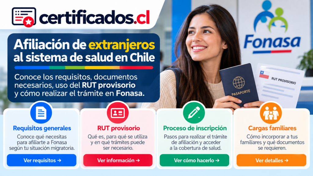 Afiliación a Fonasa para personas extranjeras en Chile con RUT provisorio, requisitos y documentación necesaria.