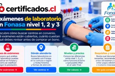 exámenes de laboratorio para afiliados a Fonasa, con tipos de análisis, centros en convenio, niveles de atención, valores referenciales y requisitos.