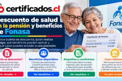 Pensionados en Chile revisando el descuento de salud en su pensión y los beneficios disponibles de Fonasa.
