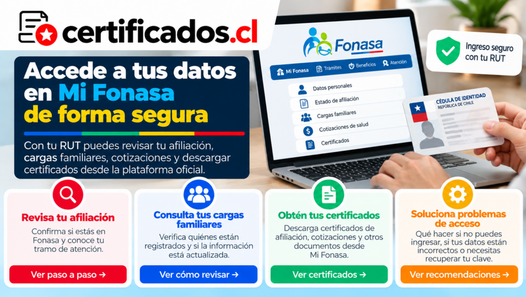 Consulta segura de afiliación y certificados de Fonasa mediante RUT en Mi Fonasa