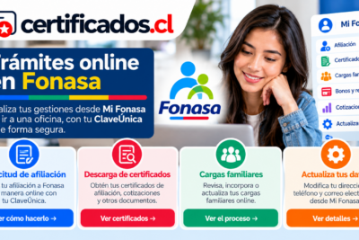 Trámites digitales de Fonasa mediante Mi Fonasa, certificados, afiliación y actualización de datos.