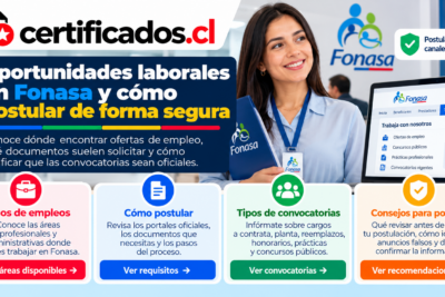 Oportunidades laborales en Fonasa, tipos de empleos, postulaciones y consejos para revisar convocatorias oficiales.