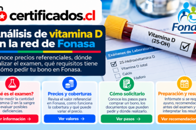 Análisis de vitamina D en sangre, cobertura de Fonasa, precios referenciales y pasos para solicitar atención en laboratorio.