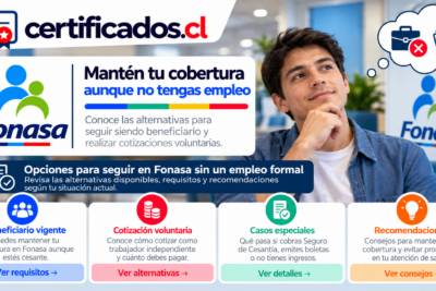 Opciones para mantener la cobertura de salud en Fonasa, realizar cotizaciones voluntarias y conocer los requisitos según la situación laboral.
